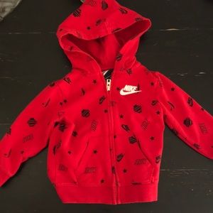 Unisex red and black Nike zip up hoodie 18 month